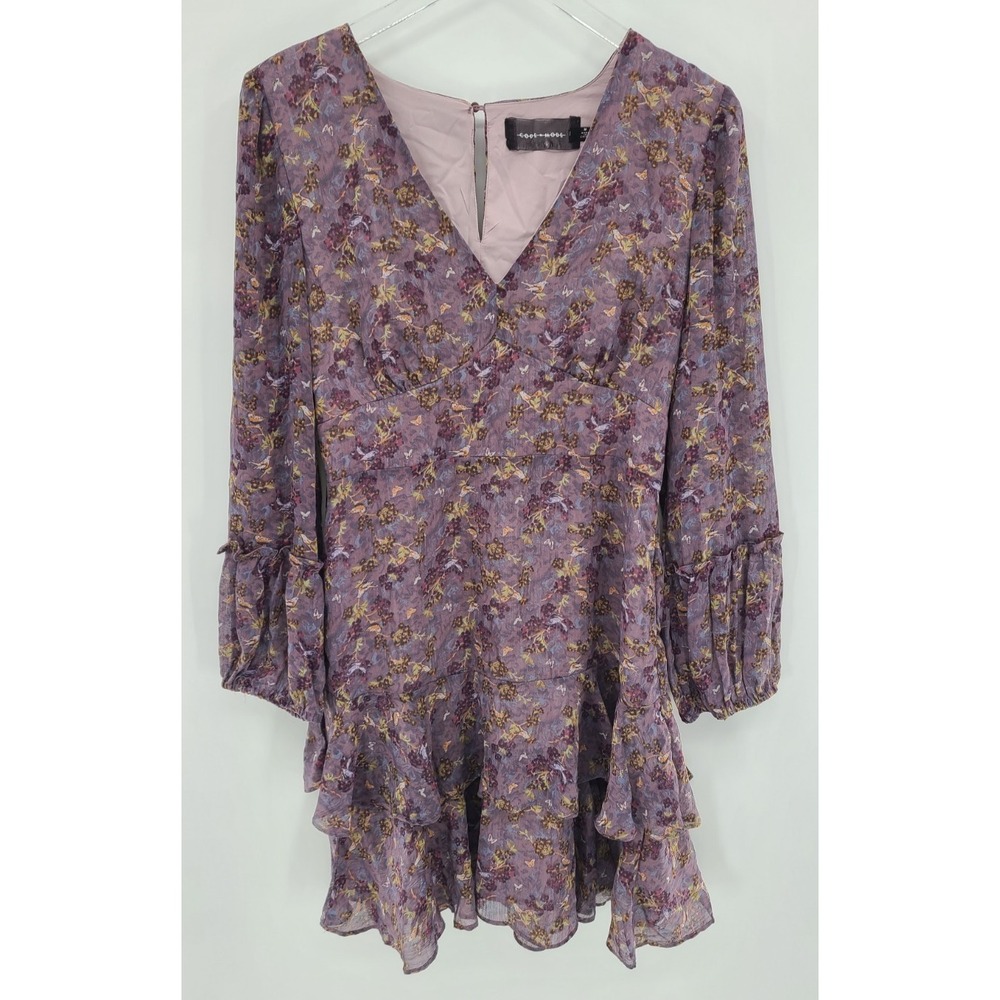 Babydoll Fairy Boho Dress Women Medium Birds Sheer Smocked Ruffle Coquette Lined